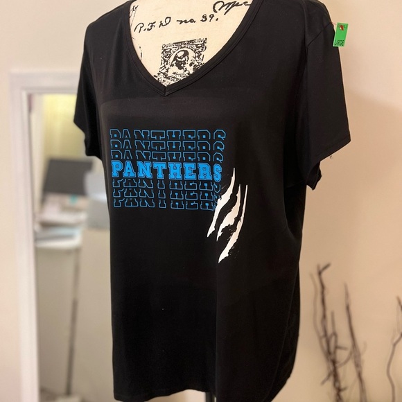 Hand Crafted Tops - Carolina Panthers Teeshirt- NFL- Football- Panther Claw Mark